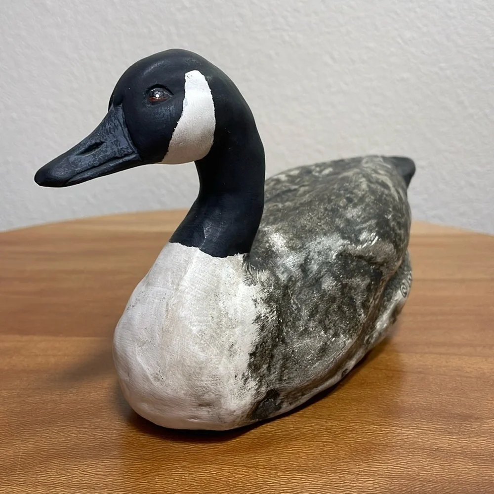 Vintage Hand Crafted Hand Made ‘87 Ceramic Goose Black &White Rustic Cabin Decor